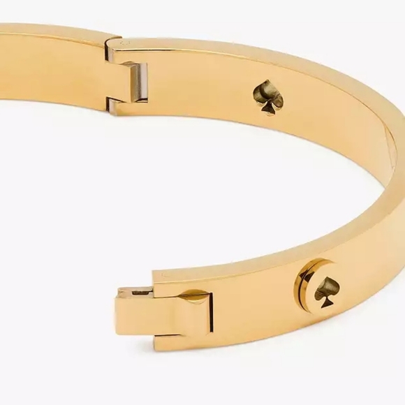 Kate Spade Gold studded hinged bangle bracelet "Spot The Spade" NWT! ♠️ - Picture 2 of 16